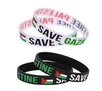 Verazquy 4 pulseras de Palestina, pulsera de Palestina libre de Gaza, promueve la conciencia de la paz para el movimiento de protesta, brazalete elástico de silicona a la moda, diseño elegante,
