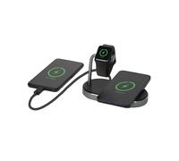 Verbatim 3 en 1 Qi MFi Wireless Fast Charger WCS-02 para iPhone, Apple Watch y dispositivos habilitados para Qi, soporte de teléfono móvil con base de carga inductiva, cargador inalámbrico para Apple,