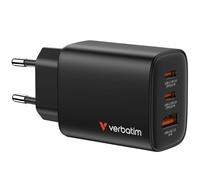 Cargador de pared gan verbatim essentials/ 2xusb tipo-c/ 1xusb/ 65w
