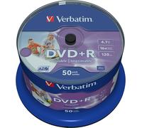 Verbatim DVD+R Wide Inkjet Printable No ID Brand 4,7 GB 50 pieza(s)