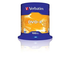 Verbatim 43549 - Pack de DVD-R vírgenes (100 Unidades, 4.7 GB, 16 x)