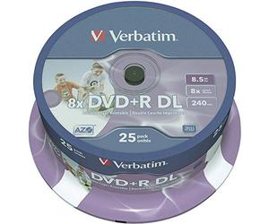 Verbatim 43667 - DVD+R doble capa inkjet printable 8x, pack de 25
