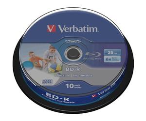 Verbatim 43804 - Discos Blu Ray BD-R de 25 GB, Imprimibles, Inyeccion de tinta, Vel. Max. 6x