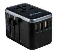 Verbatim 49545 Adaptador de Viaje Universal con USB-C PD Y QC 2x USB-C 2x USB-A