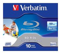 Verbatim 50Gb BD-R DL/Caja De Joya 1-6X (10 Disc) BLU-Ray, De Doble Capa, Imprimible por Chorro De Tinta, Blanco Tamaño Completa