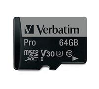 Verbatim 64GB Pro U3 microSDXC 64GB MicroSDXC XC I Class 10 memoria flash - Tarjeta de memoria (MicroSDXC, Negro, UHS, Class 10, SD, Resistente a golpes, Resistente al agua)