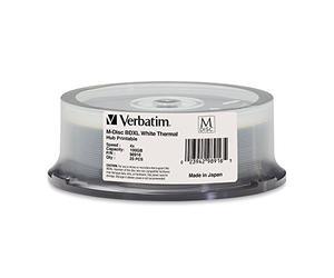 Verbatim 98900 M-disc BD-R 25GB 4X con superficie de marca, 5 piezas Térmico BDXL 100GB 25 discos blanco