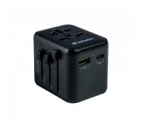 VERBATIM Adaptador universal de viaje UTA-02 PD20W - QC / 1xUSB / 1xTipo-C