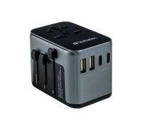Verbatim 49545 Adaptador de Viaje Universal con USB-C PD Y QC 2x USB-C 2x USB-A