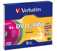 Verbatim DVD+RW 4,7 GB – Regrabable 4x – Multicolor – Pack de 5 unidades