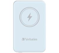 Verbatim Banco de energía magnético de 5000 mAh, Cargador inalámbrico de 15 W, 20 W PD a través de USB-C, Banco de energía pequeño y magnético para iPhone 15, 14, 13, 12, Pro, MAX, iPad, Azul