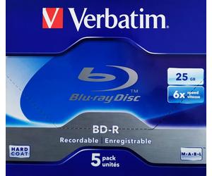 Verbatim Blu-Ray Vírgenes MABL BD-R SL 25GB Velocidad 6x Pack Jewel Case x5