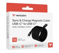 Verbatim Cable USB-C a USB-C de carga rápida, 100 W, PD3.0, 200 cm, color | Cable de carga magnético para iPhone 17/16/15 Pro, Samsung Galaxy S25, MacBook Air, iPad, Pixel 9