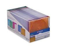 Verbatim Cajas delgadas para discos de almacenamiento para CD, DVD, Blu-Ray, 0.2 pulgadas, colores surtidos, paquete de 50 (40 transparentes, 10 colores) -71128