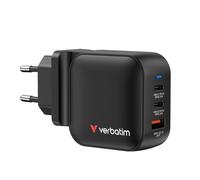 Verbatim Cargador Mini GAN de 70 W, 3 Puertos USB-C, Adaptador de alimentación c