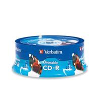 Verbatim CD-R 700 MB 52 X Imprimir inyección de Tinta Blanca, Hub imprimible, 25 Unidades de husillo de Marca