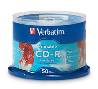 Verbatim CD-R 80MIN 700MB 52X Silver Inkjet Printable 50pk Spindle CD-R 700MB 50pieza(s) - CD-RW vírgenes (CD-R, 700 MB, 50 Pieza(s), 120 mm, 52x, Eje)