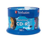 Verbatim CD-R - Discos en Blanco de 700 MB, 80 Minutos, 52 Unidades, Disco grabable para Datos y música con Superficie de Vinilo Digital, Paquete de 50 Unidades, Azul/Verde/Naranja/Rosa/Morado