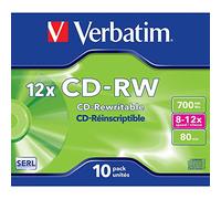 CD-RW VERBATIM SERL CAPACIDAD 700MB VELOCIDAD 12X 80 MIN PACK DE 10 UNIDADES