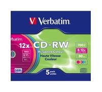 Verbatim CD-RW Colour 12x 700 MB 5 pieza(s)