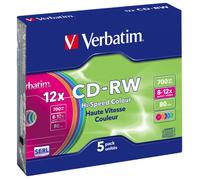 Verbatim CD-RW Colour 12x 700 MB 5 pieza(s)