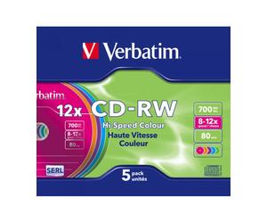 Verbatim CD-RW Colour 12x 700 MB 5 pieza(s)