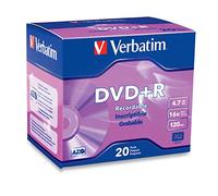 Verbatim Disco grabable de 4,7 GB hasta 16x DVD+R, Estuche Delgado de 20 Discos 95038