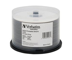 Verbatim DVD-R 4.7GB 8X DataLifePlus - Superficie para Imprimir (50 Unidades), Color Blanco