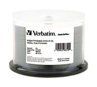 Verbatim DVD+R DL 8.5GB 8X DataLifePlus White Inkjet Printable, Hub Printable - 50pk Spindle - 98319