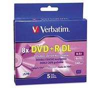 Verbatim DVD+R DL AZO - Disco grabable de Doble Capa (8,5 GB, 8 x 10x, Funda Delgada de 5 Discos, 95311)