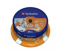 VERBATIM DVD-R - Eje de 25 - Imprimible con inyección de tinta mate - 16x - 4,7 GB