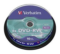 VERBATIM DVD-RW SERL 4.7GB 4x 10er Spin | DVD-RW regrabable de 4,7 GB con protector de arañazos y velocidad de grabación 4 veces en paquete de 10