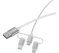 Verbatim Essentials [1 m] 3 en 1 USB-A a USB-C Micro & Lightning Cable 18 W, QC 3.0 Cable de carga, Cable de datos para iPhone 17 16 Samsung Galaxy S25 Google Pixel 9, iPad, MacBook Air, Cable de