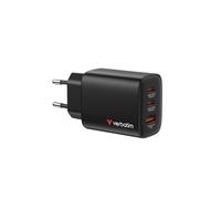 Cargador de pared gan verbatim essentials/ 2xusb tipo-c/ 1xusb/ 65w