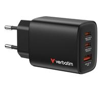 Cargador de pared gan verbatim essentials/ 2xusb tipo-c/ 1xusb/ 65w
