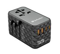 Cargador de Pared Universal Verbatim UTA-06 GaN III/ Toma de Corriente Universal/ 2xUSB Tipo-C/ 2xUSB/ 100W