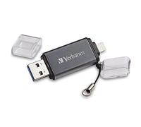 VERBATIM Memoria USB Store 'n' Go Lightning I USB 3.0 I 16 GB I Memoria USB externa con USB 3 y Lightning para Apple iPhone Ipod and Ipad I Interfaz SuperSpeed 2 en 1 I antracita