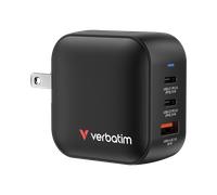 VERBATIM Mini cargador de red GaN 70W 3 conexiones US/EU/UK ADP