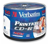 Verbatim Paquete de 50 CD-R Grabables y Imprimibles a 52x Velocidad