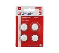 VERBATIM Pila botón de Litio Premium CR2016 Pack 4 Pilas 3V 80mAh - Pilas botón de Litio para Reloj, Llave de Coche, Control Remoto, cámara, Juguetes y más - Pila de botón - Pila de Litio