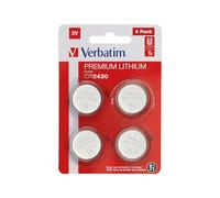 VERBATIM Pila botón de Litio Premium CR2430 Pack 4 Pilas 3V 290mAh - Pilas botón de Litio para Reloj, Llave de Coche, Control Remoto, cámara, Juguetes y más - Pila de botón - Pila de Litio