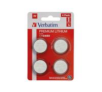 VERBATIM Pila botón de Litio Premium CR2450 Pack 4 Pilas 3V 580mAh - Pilas botón de Litio para Reloj, Llave de Coche, Control Remoto, cámara, Juguetes y más - Pila de botón - Pila de Litio