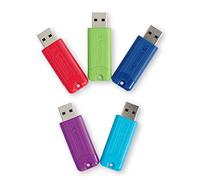 Verbatim Pinstripe - Memoria USB 3.0 (64 GB, 5 unidades), multicolor (verde, azul, rojo, morado, cian)