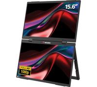 Verbatim PMT-15 - Monitor portátil Dual de 15,6", Pantalla de plástico móvil Full HD para Ordenador portátil, Tableta, Smartphone, PS5, Nintendo Switch con 2 Puertos USB-C y un Puerto HDMI