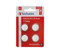 VERBATIM Premium Pila de botón de Litio CR2032 Paquete de 4 3V 220mAh I Pilas de botón de Litio para Reloj Llave de Coche Telecomando Cámara Juguetes y más I Batería de botón Batería de Litio