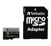Verbatim Pro U3 - Tarjeta de Memoria microSDXC de 512 GB, Color Negro, Clase 10, UHS-I (U3)