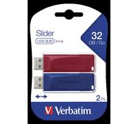 Verbatim Slider Usb 2.0 32gb 2 Units One Size Red / Blue