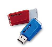 VERBATIM Store 'n' Click Memoria USB-Stick 2X USB 3.2 Gen 1 I 32GB I Memoria con Mecanismo Bloqueo I USB 3 I Memoria Externa para Laptop Notebook y Co. I hasta 5 Gbit/s I Rojo Azul