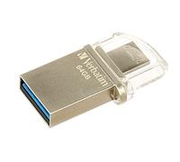 Verbatim Store 'n' Go OTG Micro 64GB 64GB USB 3.0/Micro-USB Plata Unidad Flash USB - Memoria USB (USB 3.0 (3.1 Gen 1), Type-A