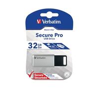 VERBATIM Store 'n' Go Secure Pro Memoria USB I USB 3.2 Gen 1 I 32GB I Memory Stick con protección de contraseña I Memoria USB 3 con cifrado I Memoria externa Laptop Notebook and Co I Plateado